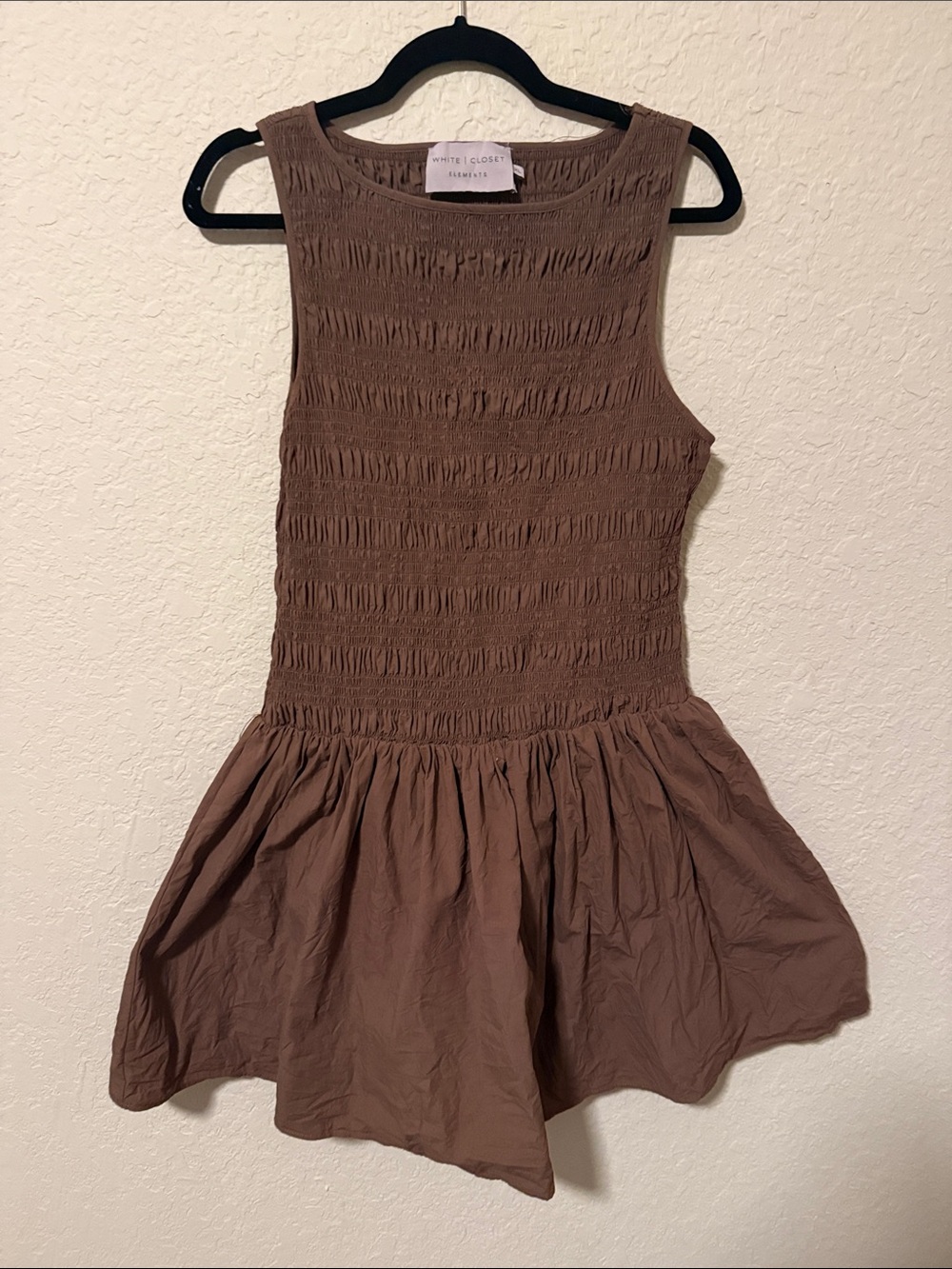 White Closet Brown Smocked Casual Tank Dress size XL